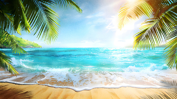 JPG 편집이미지 모래 파도 하늘 휴식 열대 그림자 해변 사람없음 여름휴가 야자수 햇빛 휴양지 편집실사 AI포토 AI콘텐츠 나무 바다 컨셉 휴가 태양 장소 CG 파일형식 여름_계절