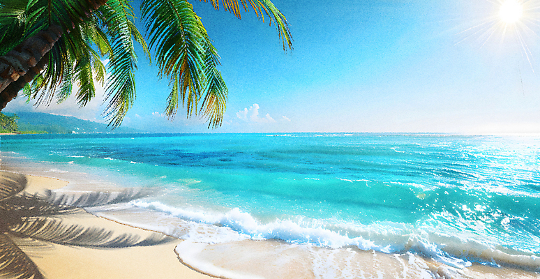 JPG 편집이미지 모래 파도 하늘 휴식 열대 그림자 해변 사람없음 여름휴가 야자수 햇빛 휴양지 편집실사 AI포토 AI콘텐츠 나무 바다 컨셉 휴가 태양 장소 CG 파일형식 여름_계절