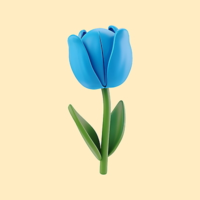 PSD 편집이미지 꽃잎 잎 사람없음 파란색 3D 튤립 개화 편집3D 식물 꽃 컬러 디지털합성 파일형식