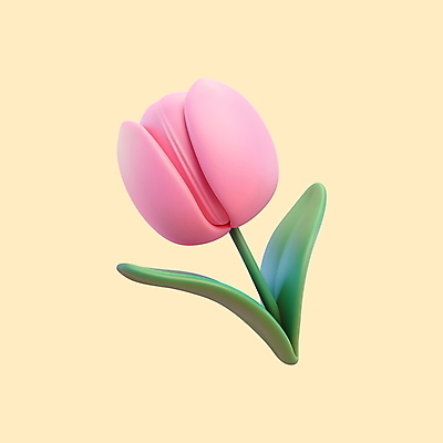 PSD 편집이미지 꽃잎 분홍색 잎 사람없음 3D 튤립 개화 편집3D 식물 꽃 컬러 디지털합성 파일형식