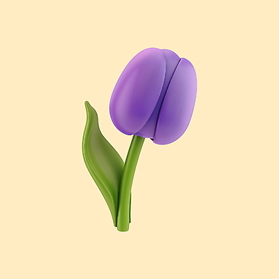 PSD 편집이미지 꽃잎 잎 사람없음 3D 보라색 튤립 개화 편집3D 식물 꽃 컬러 디지털합성 파일형식