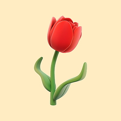 PSD 편집이미지 꽃잎 잎 사람없음 빨간색 3D 튤립 개화 편집3D 식물 꽃 컬러 디지털합성 파일형식