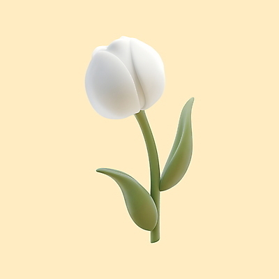 PSD 편집이미지 꽃잎 잎 사람없음 3D 튤립 흰색 개화 편집3D 식물 꽃 컬러 디지털합성 파일형식