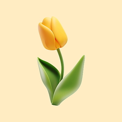 PSD 편집이미지 꽃잎 잎 사람없음 노란색 3D 튤립 개화 편집3D 식물 꽃 컬러 디지털합성 파일형식