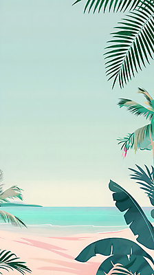 PSD 모래 섬 일러스트 자연 하늘 휴식 나뭇잎 열대 풍경 해변 사람없음 초록색 물 여름 풀 카피스페이스 트로피컬아트 국내일러스트 자연요소 식물 계절 바다 컬러 컨셉 잎 공백 그림 생태계 파일형식