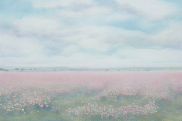 JPG 구름 분홍색 백그라운드 일러스트 자연 하늘 붓터치 수채화 풍경 초원 사람없음 들꽃 질감 감성 파스텔 국내일러스트 AI일러스트 AI콘텐츠 자연요소 꽃 컬러 컨셉 학용품 생태계 파일형식