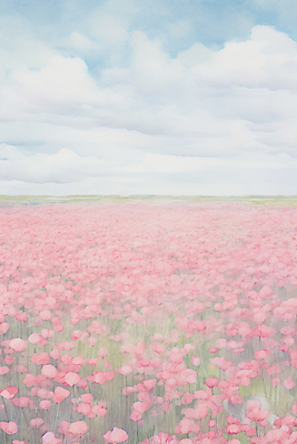 JPG 구름 분홍색 백그라운드 일러스트 자연 하늘 붓터치 수채화 풍경 초원 사람없음 들꽃 질감 감성 파스텔 국내일러스트 AI일러스트 AI콘텐츠 자연요소 꽃 컬러 컨셉 학용품 생태계 파일형식