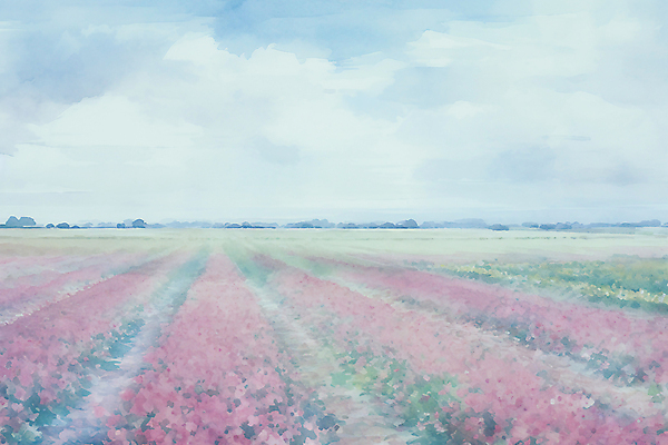 JPG 구름 분홍색 백그라운드 일러스트 자연 하늘 붓터치 수채화 풍경 초원 사람없음 들꽃 질감 감성 파스텔 국내일러스트 AI일러스트 AI콘텐츠 자연요소 꽃 컬러 컨셉 학용품 생태계 파일형식