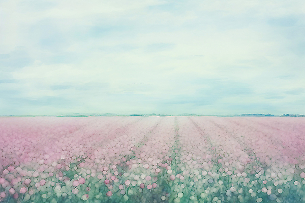 JPG 구름 분홍색 백그라운드 일러스트 자연 하늘 붓터치 수채화 풍경 초원 사람없음 들꽃 질감 감성 파스텔 국내일러스트 AI일러스트 AI콘텐츠 자연요소 꽃 컬러 컨셉 학용품 생태계 파일형식