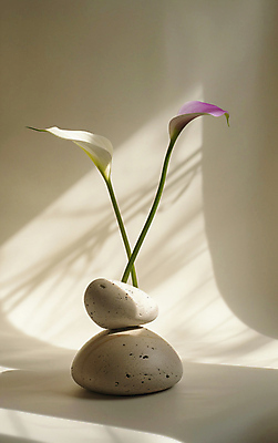 JPG 편집이미지 그림자 사람없음 빛 꽃병 공간 분위기 감성 칼라꽃 편집실사 AI포토 AI콘텐츠 꽃 컨셉 CG 파일형식