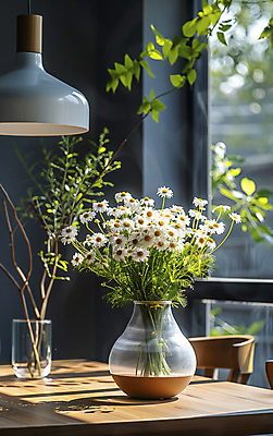 JPG 편집이미지 꽃 백그라운드 의자 창문 탁자 전등 실내 그림자 사람없음 물 인테리어 꽃병 봄 공간 나뭇가지 우아함 편집실사 AI포토 AI콘텐츠 자연요소 나무 식물 디자인 계절 가구 컨셉 조명 내부 CG 파일형식