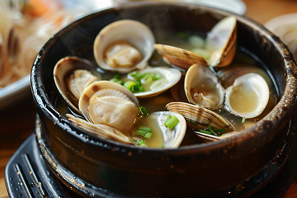 JPG 편집이미지 요리 사람없음 신선 디지털합성 뚝배기 탕 야식 파 바지락 술찜 편집실사 AI포토 AI콘텐츠 음식 채소 조개 CG 찜 파일형식