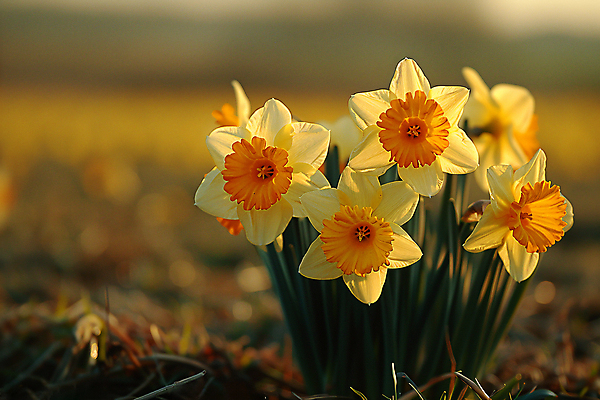 JPG 식물 편집이미지 백그라운드 자연 풍경 초원 사람없음 노란색 화려 디지털합성 수선화 편집실사 AI포토 AI콘텐츠 꽃 컬러 컨셉 CG 생태계 파일형식