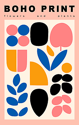 편집이미지 꽃 포스터 분홍색 잎 패턴 추상 미술 사람없음 모던 미니멀 이미지편집 AI파일 식물 컬러 무늬 문화예술 파일형식 벡터