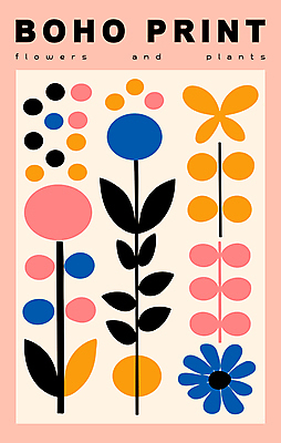 편집이미지 꽃 포스터 분홍색 잎 패턴 추상 미술 사람없음 모던 미니멀 이미지편집 AI파일 식물 컬러 무늬 문화예술 파일형식 벡터