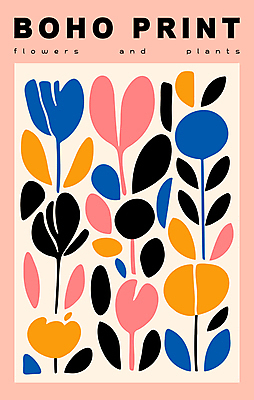 편집이미지 꽃 포스터 분홍색 잎 패턴 추상 미술 사람없음 모던 미니멀 이미지편집 AI파일 식물 컬러 무늬 문화예술 파일형식 벡터