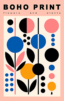 편집이미지 꽃 포스터 분홍색 잎 패턴 추상 미술 사람없음 모던 미니멀 이미지편집 AI파일 식물 컬러 무늬 문화예술 파일형식 벡터