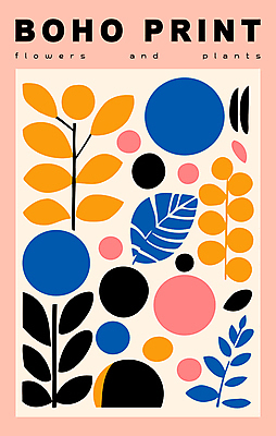 편집이미지 꽃 포스터 분홍색 잎 패턴 추상 미술 사람없음 모던 미니멀 이미지편집 AI파일 식물 컬러 무늬 문화예술 파일형식 벡터