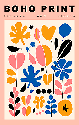 편집이미지 꽃 포스터 분홍색 잎 패턴 추상 미술 사람없음 모던 미니멀 이미지편집 AI파일 식물 컬러 무늬 문화예술 파일형식 벡터