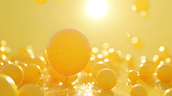 JPG 편집이미지 공 사람없음 빛 반사 노란색 공간 질감 보케 풍선 광 윤슬 편집실사 AI포토 AI콘텐츠 물결 컬러 CG 파일형식