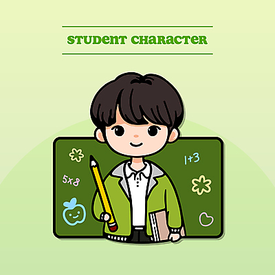 캐릭터 학생 교육 남자 꽃 남학생 인물캐릭터 일러스트 청소년 청소년캐릭터 한명 미소 웃음 들기 상반신 책 초록색 숫자 연필 칠판 하트 계산 낙서 사과 스마트 교과서 지우개 십대남자한명만 일러캐릭터 AI파일 모양 식물 문자 1 컬러 컨셉 과일 모션 학용품 교재 표정 사람 필기구 남자한명만 십대남자만 파일형식 벡터