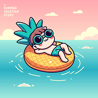 전신 구름 남자 수영복 행복 어린이 일러스트 물놀이 하늘 휴가 휴식 한명 소년 해변 여름 파란색 선글라스 눕기 귀여움 수영 파인애플 즐거움 튜브 소년한명만 국내일러스트 AI파일 자연요소 1 옷 계절 감정 안경 바다 컬러 컨셉 과일 모션 놀이 사람 수상스포츠 열대과일 남자한명만 소년만 파일형식 벡터