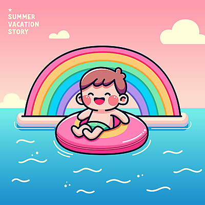 전신 구름 남자 수영복 행복 어린이 무지개 일러스트 물놀이 하늘 휴가 한명 소년 해변 여름 파란색 귀여움 수영 즐거움 튜브 소년한명만 국내일러스트 AI파일 자연요소 1 옷 계절 감정 바다 컬러 컨셉 놀이 사람 수상스포츠 남자한명만 소년만 파일형식 벡터