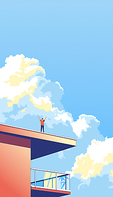 전신 구름 남자 일러스트 비즈니스 하늘 성공 한명 빌딩 성인 건물 여름 파란색 만세 발코니 직장인 옥상 성인남자한명만 카피스페이스 국내일러스트 AI파일 자연요소 직업 1 건축물 계절 컬러 컨셉 모션 사람 공백 남자한명만 성인남자만 파일형식 벡터
