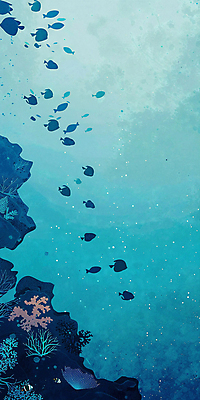 PSD 바다 백그라운드 일러스트 자연 어류 풍경 사람없음 물 파란색 바닷속 바위 물방울 해초 분위기 산호 말미잘 물고기떼 국내일러스트 자연요소 컬러 컨셉 수중 수중동물 돌_바위 해조류 자포동물 생태계 파일형식