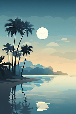 JPG 나무 구름 무료이미지 포스터 물결 백그라운드 일러스트 자연 하늘 풍경 해변 사람없음 여름 야자수 반사 노을 국내일러스트 AI일러스트 AI콘텐츠 자연요소 식물 계절 바다 생태계 파일형식