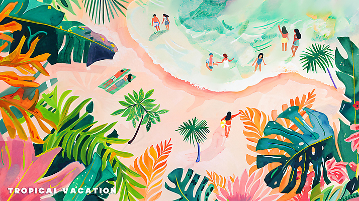 전신 PSD 여자 남자 수영복 분홍색 백그라운드 일러스트 휴식 수채화 풍경 여러명 성인 해변 여름 여름휴가 야자수 선탠 해수욕장 감성 몬스테라 성인만 트로피컬아트 국내일러스트 나무 식물 옷 계절 바다 컬러 다수 컨셉 휴가 사람 그림 파일형식 여름_계절