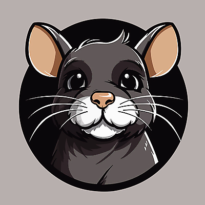 캐릭터 한마리 일러스트 사람없음 검은색 쥐 심볼 일러캐릭터 AI파일 1 컬러 설치류 파일형식 벡터