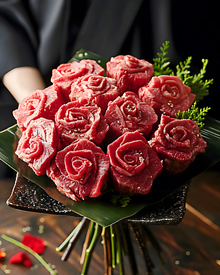 JPG 편집이미지 꽃 백그라운드 꽃무늬 사람없음 장식 소고기 고급 디지털합성 편집소스 편집실사 AI포토 AI콘텐츠 식물 컨셉 무늬 육류 CG 파일형식