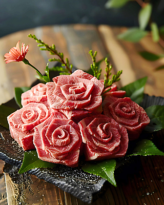 JPG 편집이미지 꽃 백그라운드 꽃무늬 사람없음 장식 소고기 고급 디지털합성 편집소스 편집실사 AI포토 AI콘텐츠 식물 컨셉 무늬 육류 CG 파일형식