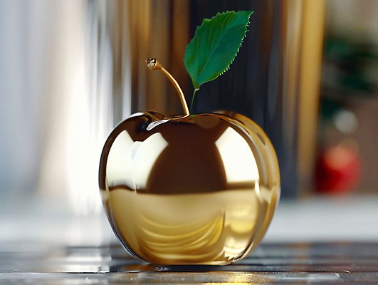 JPG 편집이미지 백그라운드 잎 사람없음 금색 황금 사과 디지털합성 황금사과 편집소스 편집실사 AI포토 AI콘텐츠 식물 컬러 과일 CG 파일형식