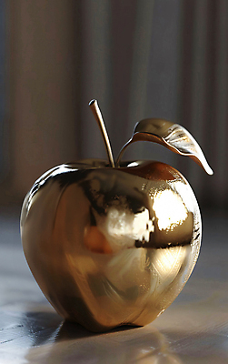 JPG 편집이미지 백그라운드 잎 사람없음 금색 황금 사과 디지털합성 황금사과 편집소스 편집실사 AI포토 AI콘텐츠 식물 컬러 과일 CG 파일형식