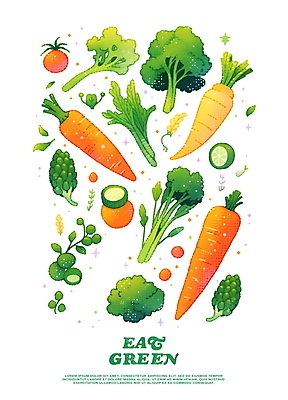 PSD 포스터 일러스트 방울토마토 고추 건강 사람없음 초록색 건강관리 주황색 당근 브로콜리 샐러리 국내일러스트 컬러 토마토 채소 뿌리채소 관리 파일형식