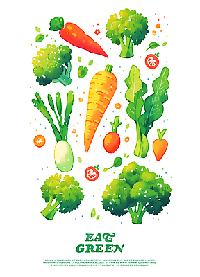 PSD 포스터 일러스트 방울토마토 고추 건강 사람없음 초록색 건강관리 주황색 당근 브로콜리 샐러리 국내일러스트 컬러 토마토 채소 뿌리채소 관리 파일형식