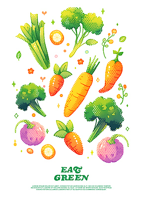 PSD 포스터 일러스트 고추 건강 사람없음 초록색 건강관리 주황색 당근 브로콜리 샐러리 국내일러스트 컬러 채소 뿌리채소 관리 파일형식