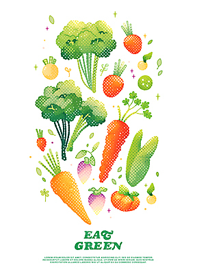 PSD 포스터 일러스트 고추 건강 사람없음 초록색 건강관리 주황색 당근 브로콜리 샐러리 국내일러스트 컬러 채소 뿌리채소 관리 파일형식