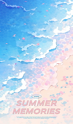 PSD 포스터 파도 바다 하늘색 일러스트 휴가 해변 사람없음 여름 국내일러스트 계절 파란색 파일형식