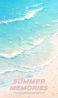 PSD 포스터 파도 바다 하늘색 일러스트 휴가 해변 사람없음 여름 파란색 국내일러스트 계절 컬러 파일형식