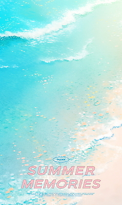 PSD 포스터 파도 바다 하늘색 일러스트 휴가 해변 사람없음 여름 파란색 국내일러스트 계절 컬러 파일형식