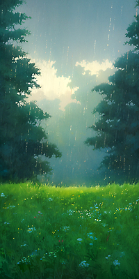 JPG 나무 꽃 백그라운드 일러스트 풍경 잔디 사람없음 초록색 여름 여름풍경 봄풍경 봄 봄비 숲 국내일러스트 AI일러스트 AI콘텐츠 식물 계절 컬러 비_날씨 파일형식 여름_계절