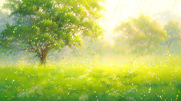 JPG 나무 꽃 백그라운드 일러스트 풍경 잔디 사람없음 초록색 여름 햇빛 여름풍경 봄풍경 봄 봄비 숲 국내일러스트 AI일러스트 AI콘텐츠 식물 계절 컬러 태양 비_날씨 파일형식 여름_계절