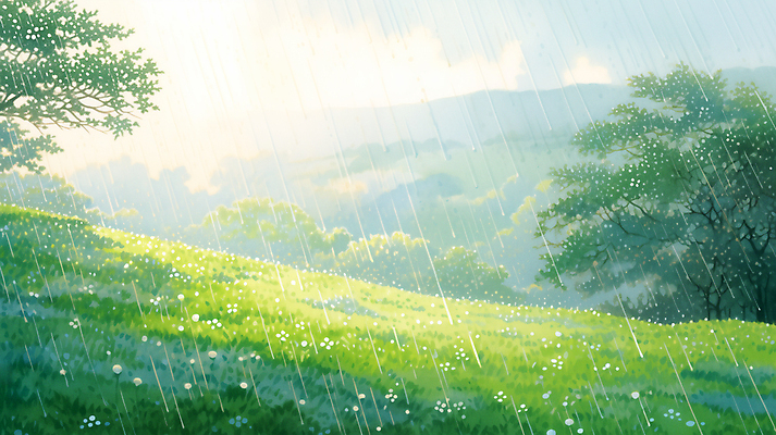 JPG 나무 꽃 백그라운드 일러스트 풍경 잔디 사람없음 초록색 여름 햇빛 여름풍경 봄풍경 봄 봄비 숲 국내일러스트 AI일러스트 AI콘텐츠 식물 계절 컬러 태양 비_날씨 파일형식 여름_계절