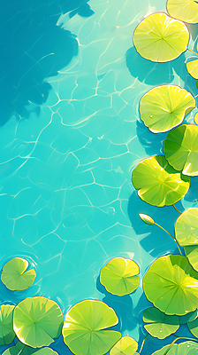 JPG 백그라운드 일러스트 풍경 사람없음 연두색 물 여름 파란색 봄 연못 연잎 국내일러스트 AI일러스트 AI콘텐츠 자연요소 계절 컬러 잎 초록색 파일형식