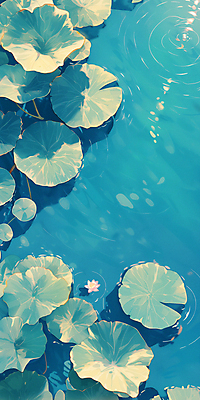 JPG 백그라운드 일러스트 연꽃 풍경 사람없음 물 여름 파란색 봄 연못 연잎 국내일러스트 AI일러스트 AI콘텐츠 자연요소 계절 꽃 컬러 잎 파일형식