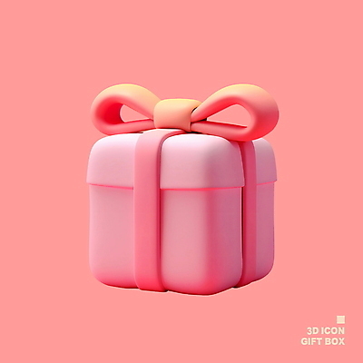 PSD 아이콘 리본 분홍색 선물 사람없음 선물상자 쇼핑 3D아이콘 상자 한개 3D소스 3D 1 컬러 디지털합성 파일형식
