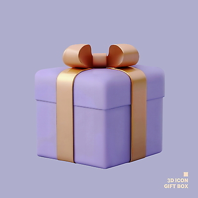 PSD 아이콘 리본 선물 사람없음 선물상자 쇼핑 3D아이콘 상자 한개 3D소스 3D 보라색 1 컬러 디지털합성 파일형식